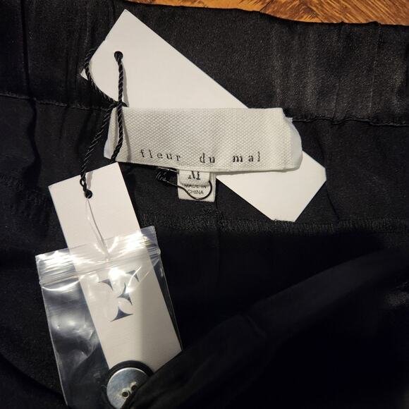 Fleur Du Mal Washable silk black pants size medium - Picture 5 of 5